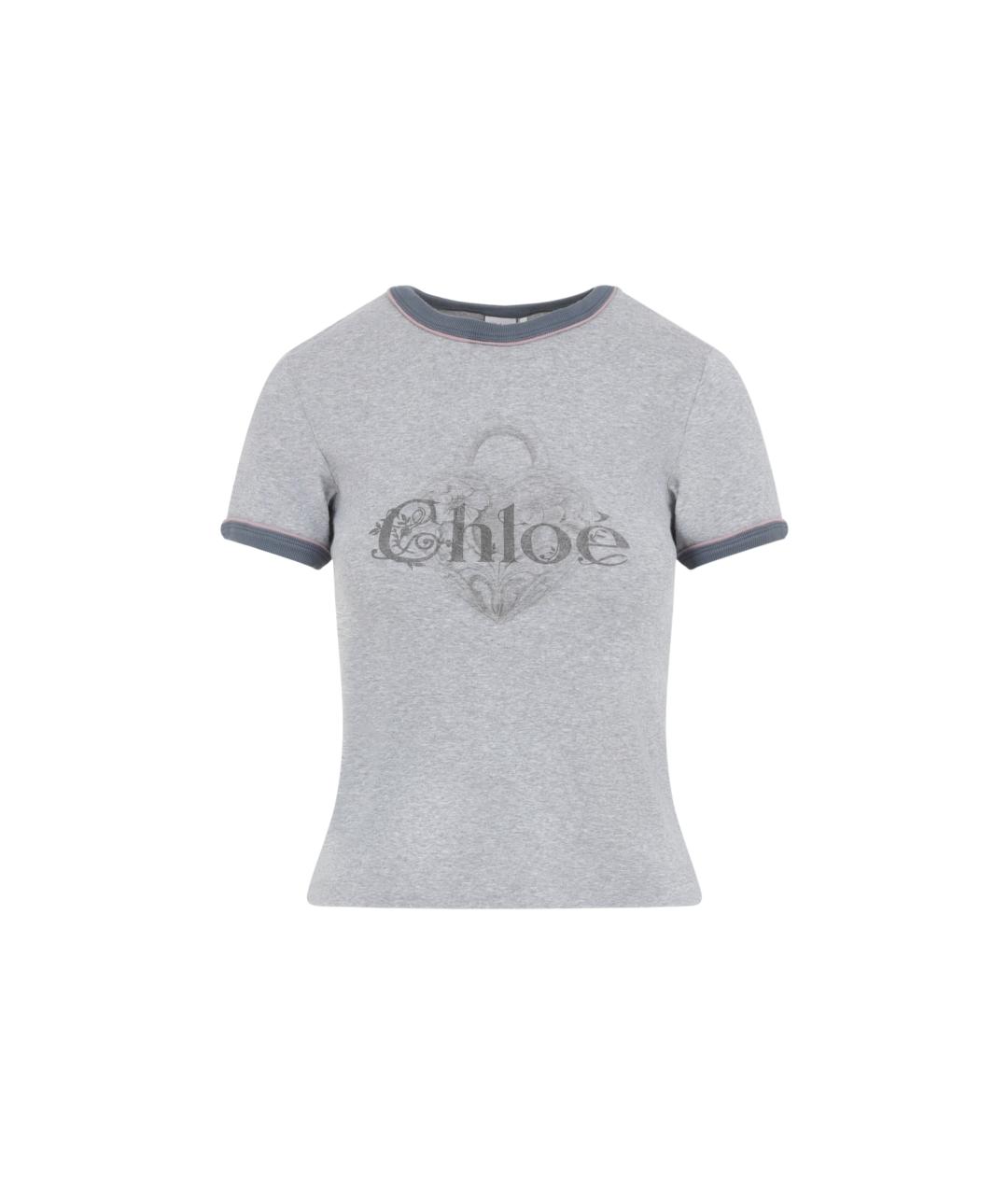 CHLOE Серая хлопковая футболка, фото 1