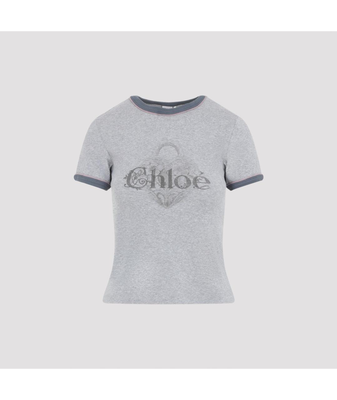 CHLOE Серая хлопковая футболка, фото 3