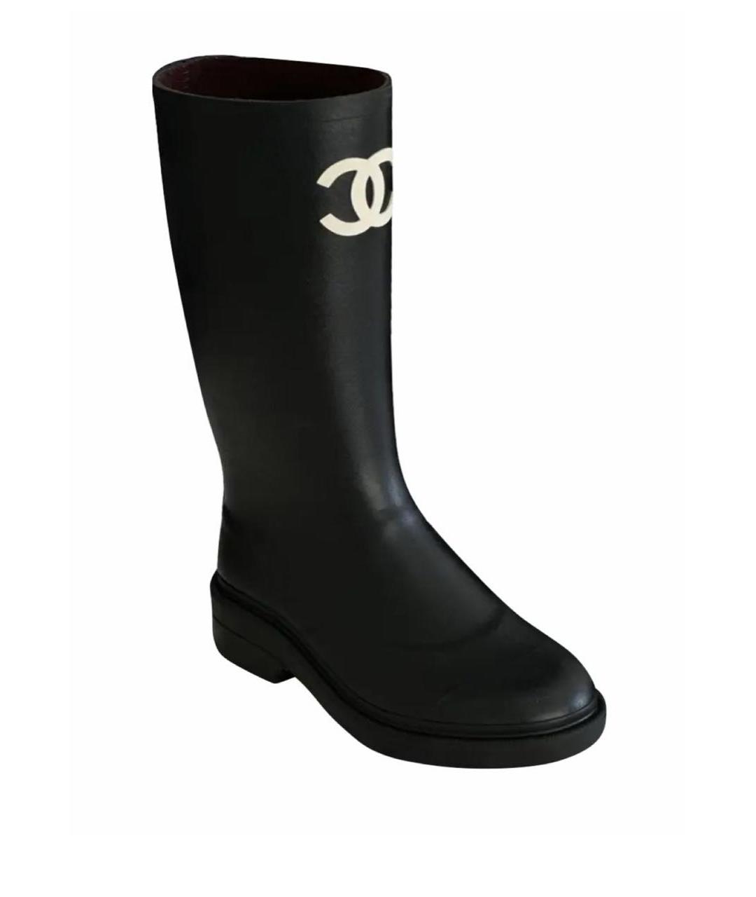 CHANEL Черные резиновые сапоги, фото 7