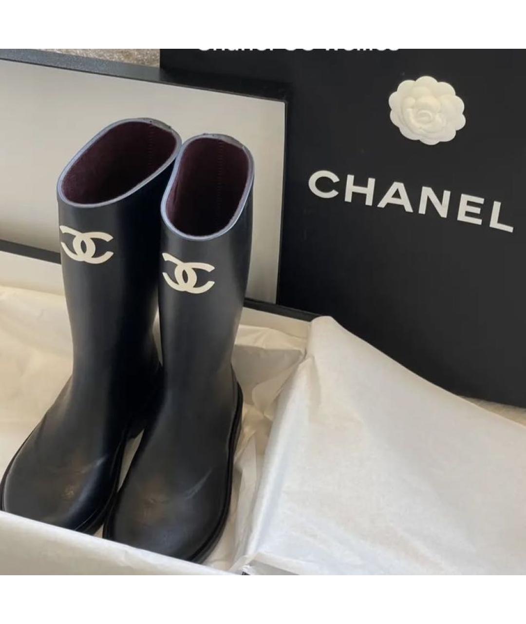 CHANEL Черные резиновые сапоги, фото 5