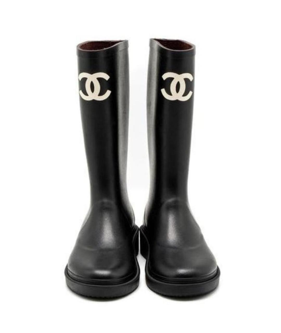CHANEL Черные резиновые сапоги, фото 2