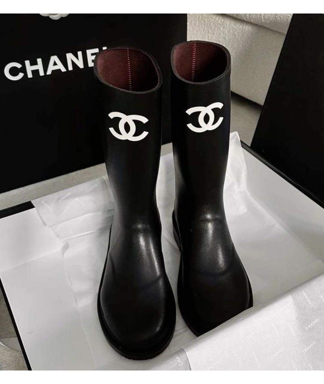 CHANEL Черные резиновые сапоги, фото 6
