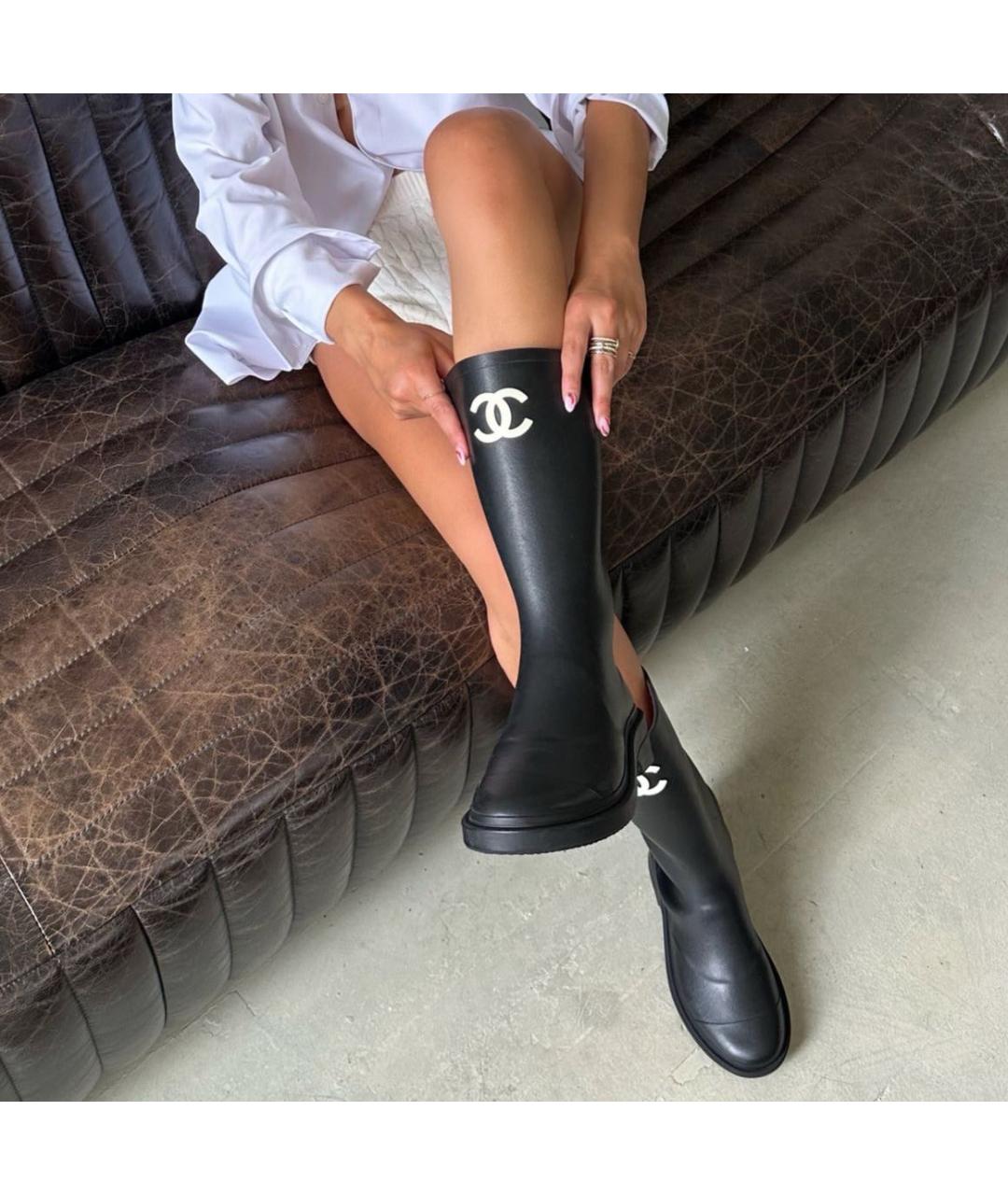 CHANEL Черные резиновые сапоги, фото 3