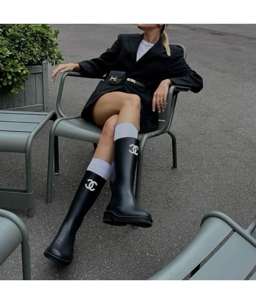 CHANEL Черные резиновые сапоги, фото 4