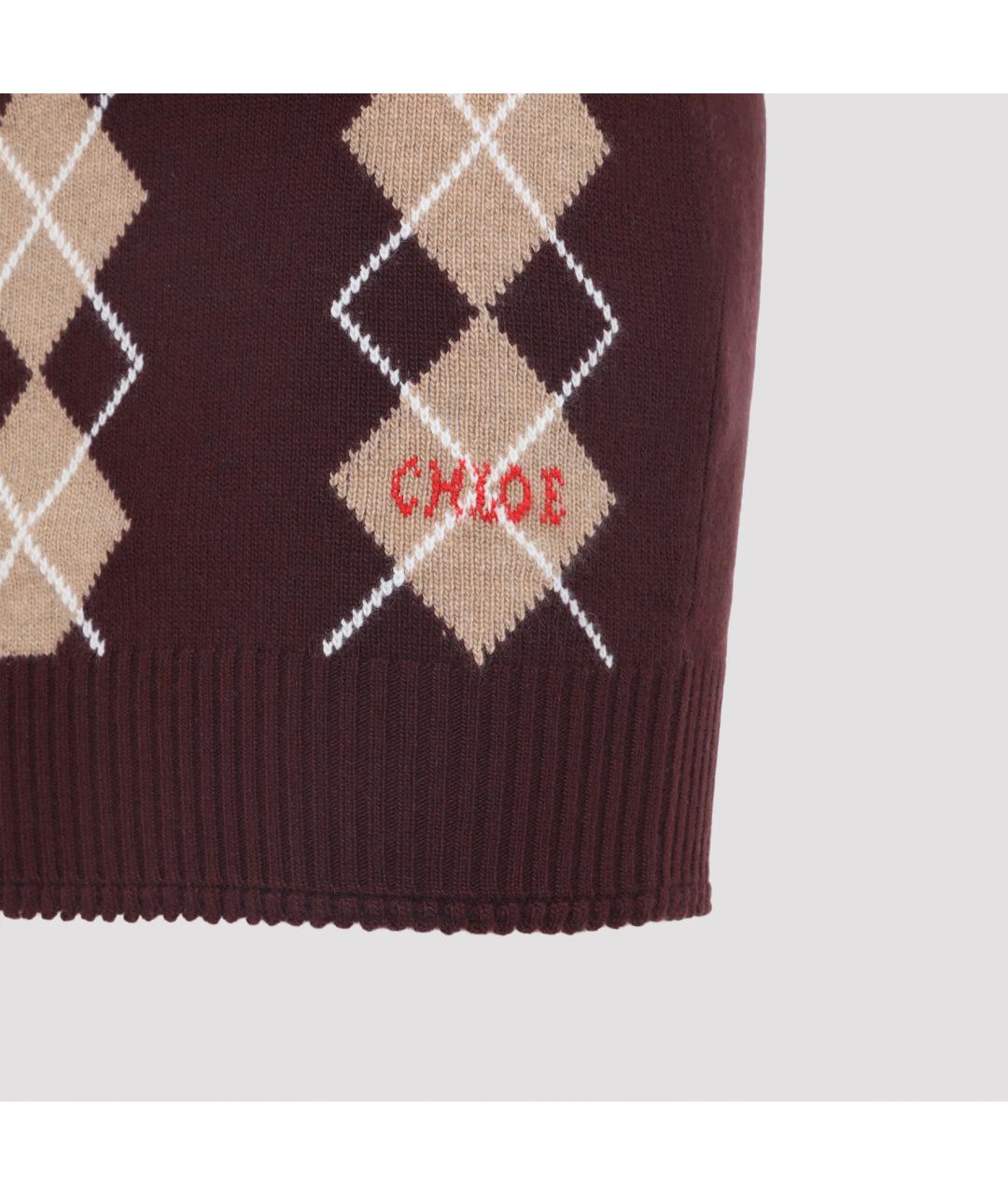 CHLOE Бордовая шерстяная юбка мини, фото 5