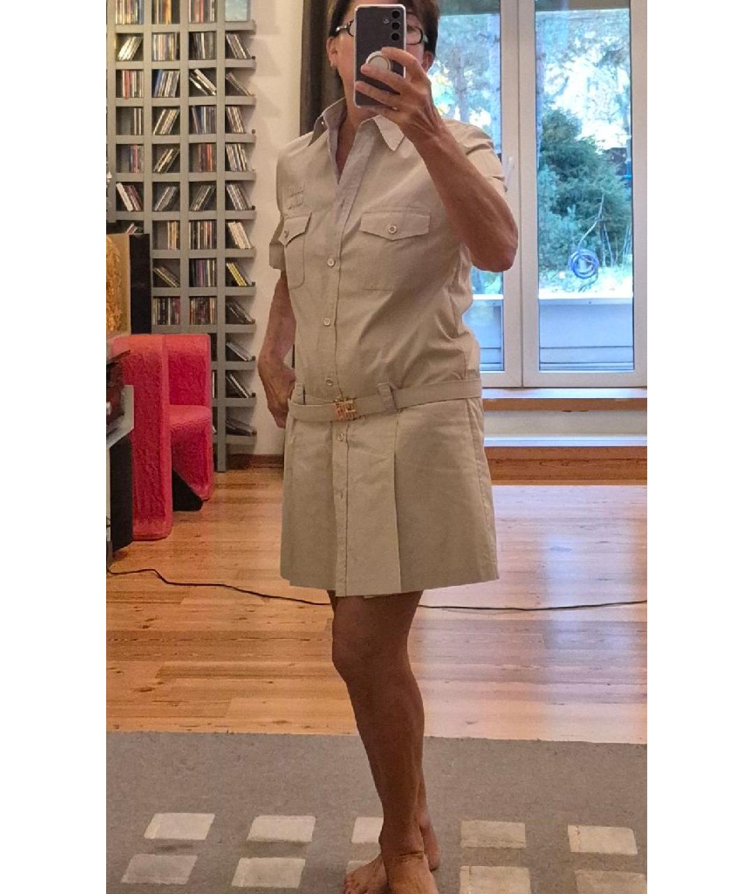 MIU MIU Бежевое хлопковое повседневное платье, фото 5