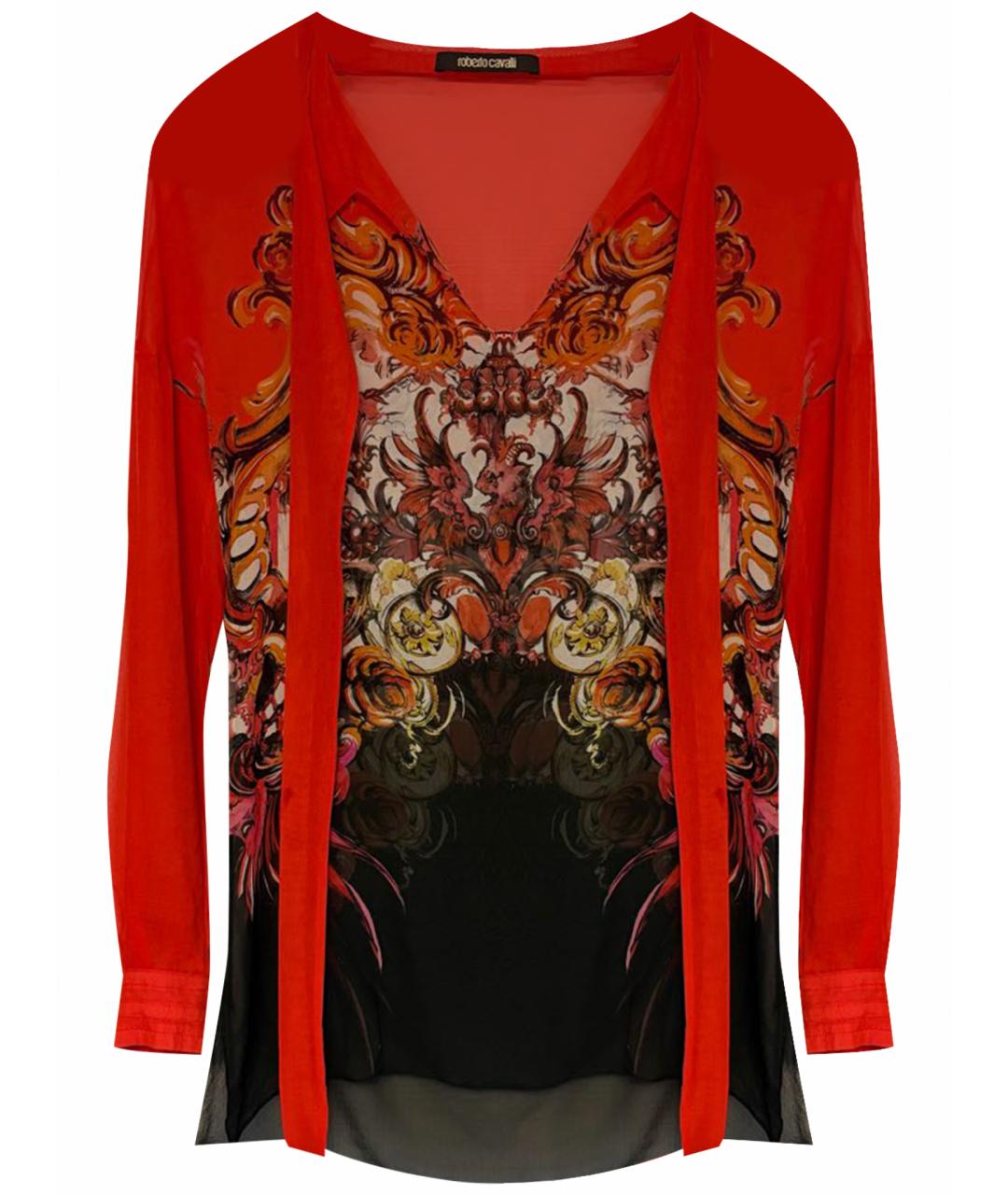 ROBERTO CAVALLI Красная шелковая блузы, фото 1