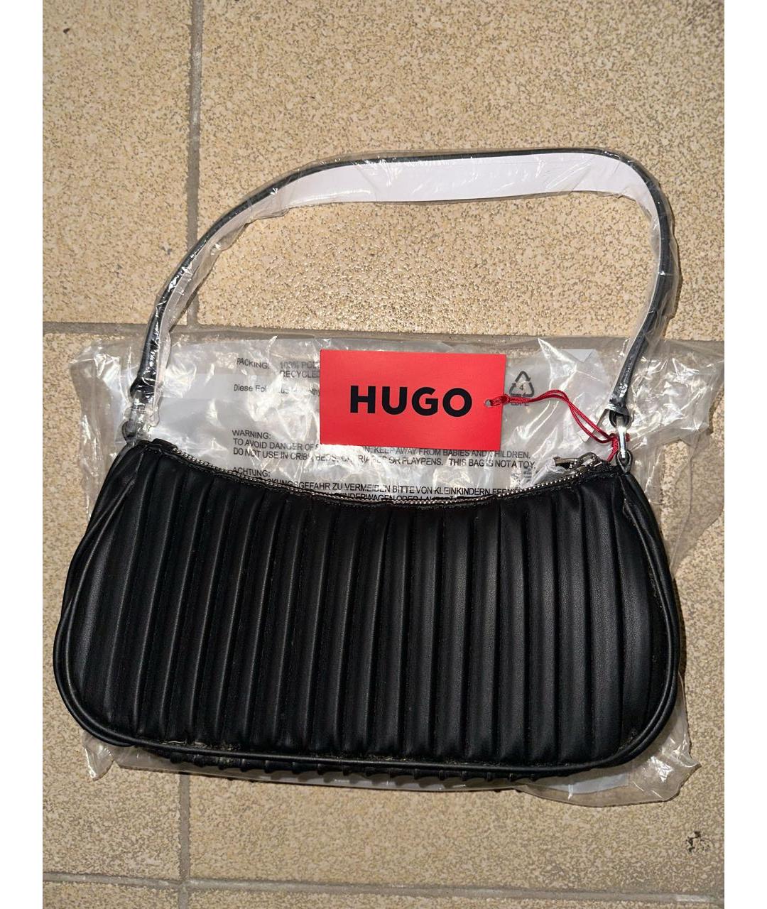 HUGO Черная сумка с короткими ручками из искусственной кожи, фото 2