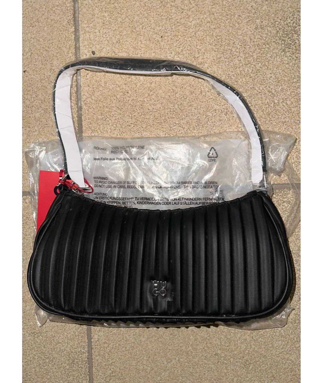 HUGO Черная сумка с короткими ручками из искусственной кожи, фото 6