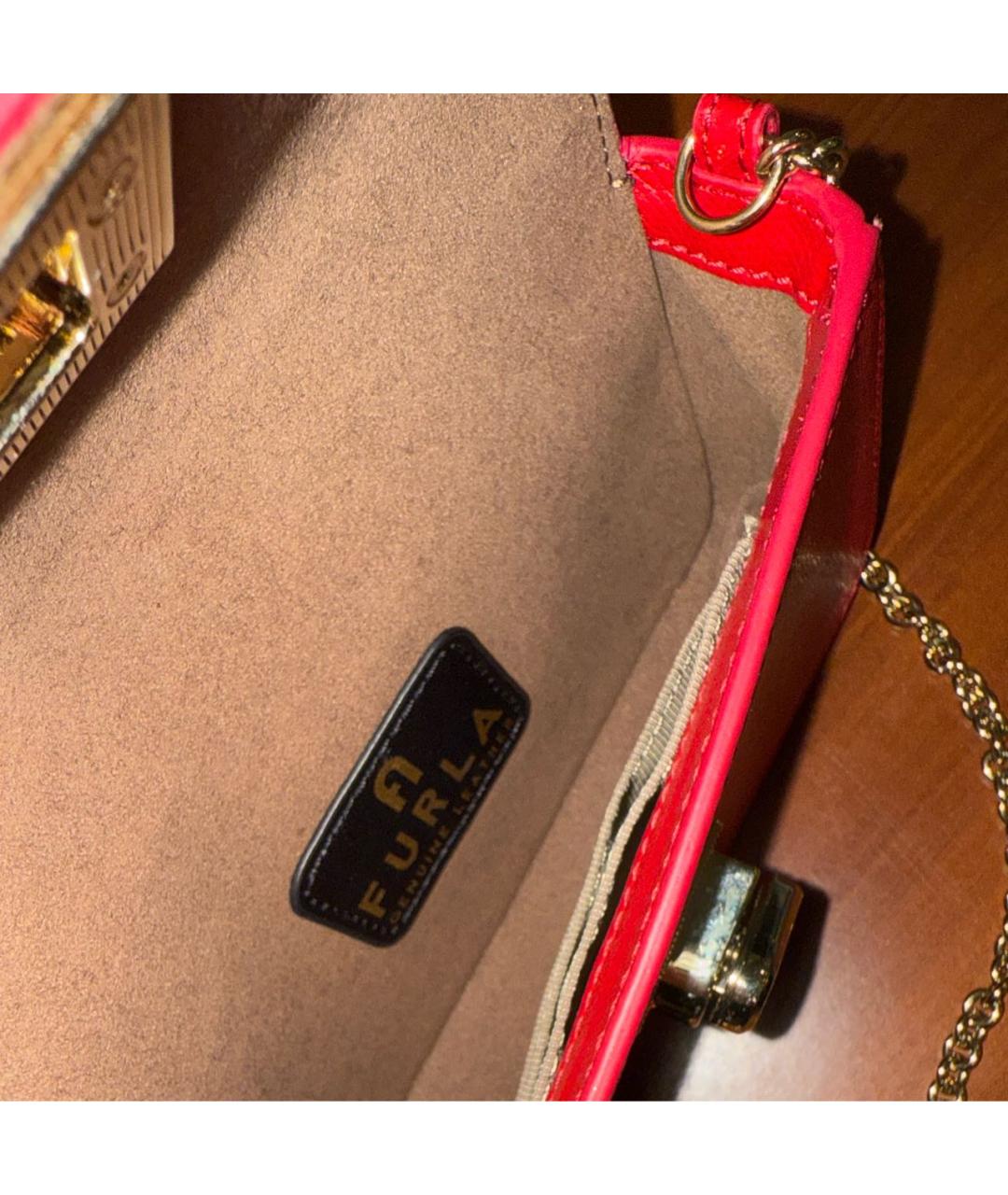 FURLA Красная кожаная сумка через плечо, фото 4