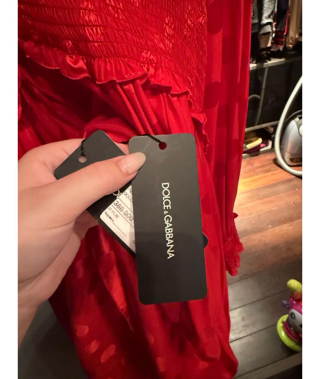 DOLCE&GABBANA Красное шифоновое коктейльное платье, фото 3