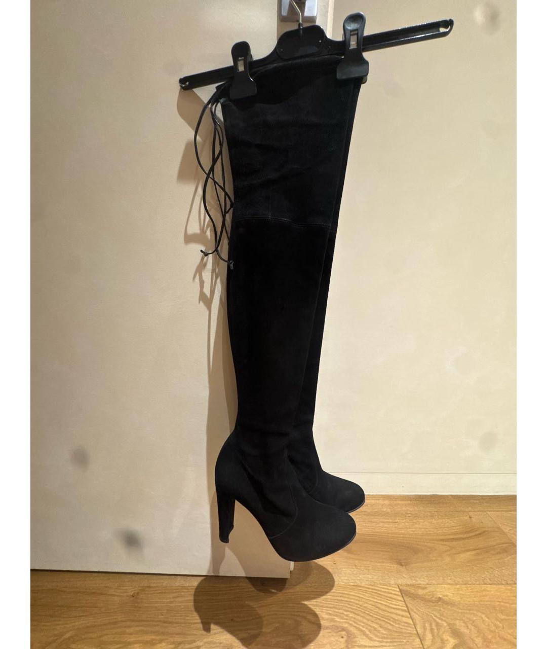 STUART WEITZMAN Черные замшевые ботфорты, фото 5