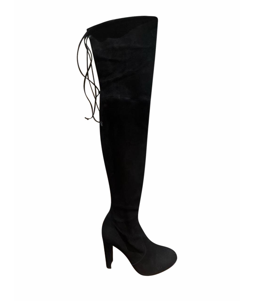 STUART WEITZMAN Черные замшевые ботфорты, фото 1