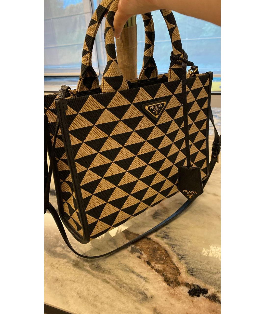 PRADA Коричневая жаккардовая сумка тоут, фото 2
