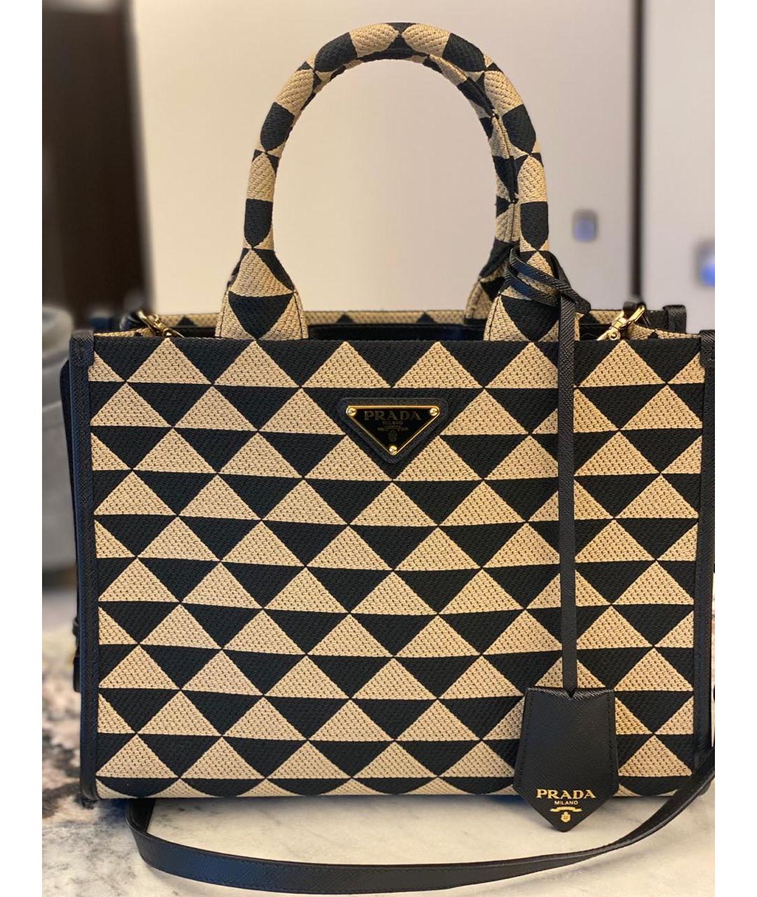 PRADA Коричневая жаккардовая сумка тоут, фото 4