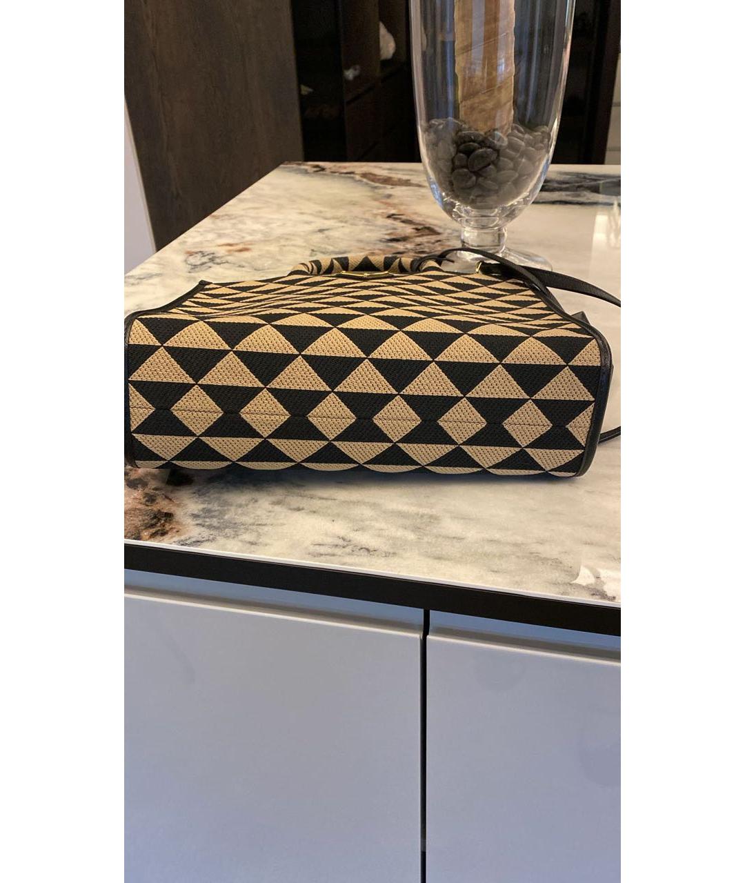 PRADA Коричневая жаккардовая сумка тоут, фото 3