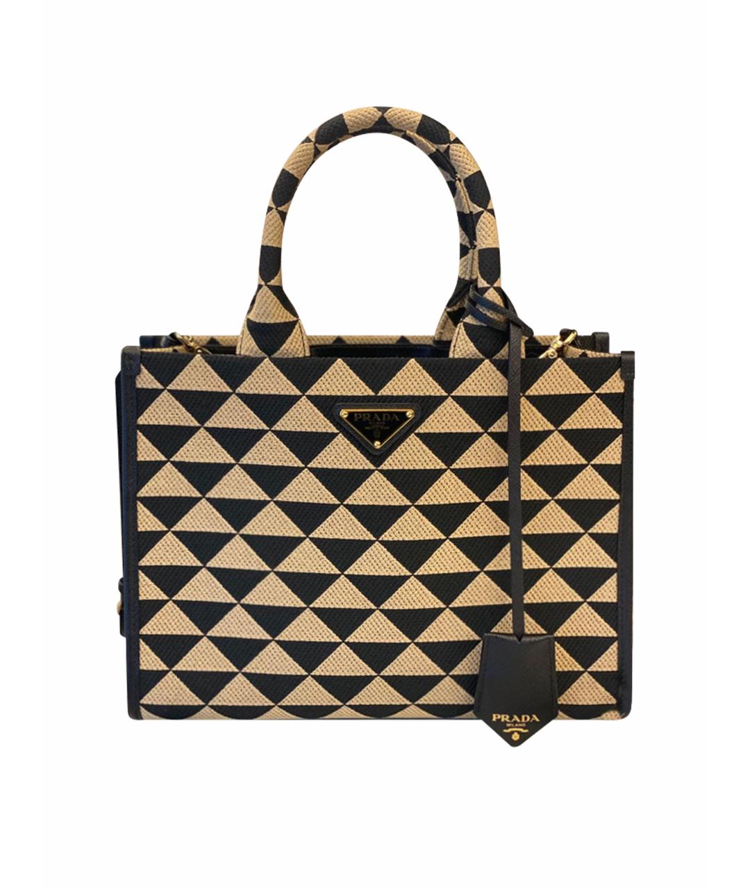 PRADA Коричневая жаккардовая сумка тоут, фото 1
