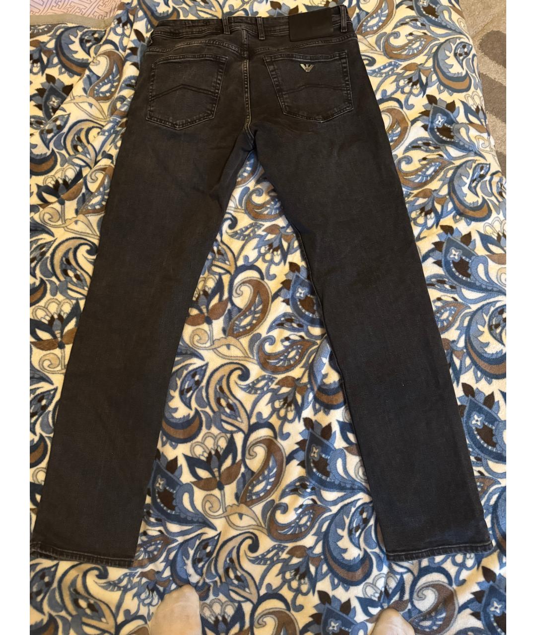 ARMANI JEANS Черные хлопковые прямые джинсы, фото 5