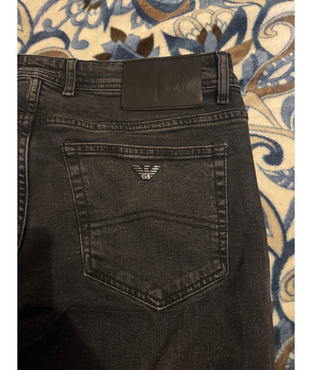 ARMANI JEANS Черные хлопковые прямые джинсы, фото 3