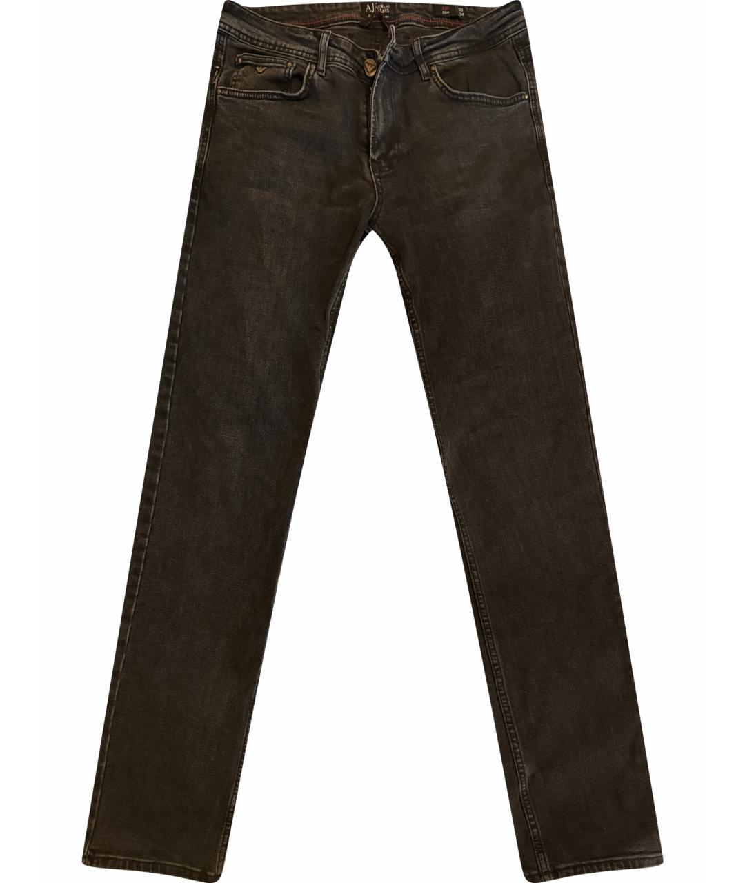 ARMANI JEANS Черные хлопковые прямые джинсы, фото 1