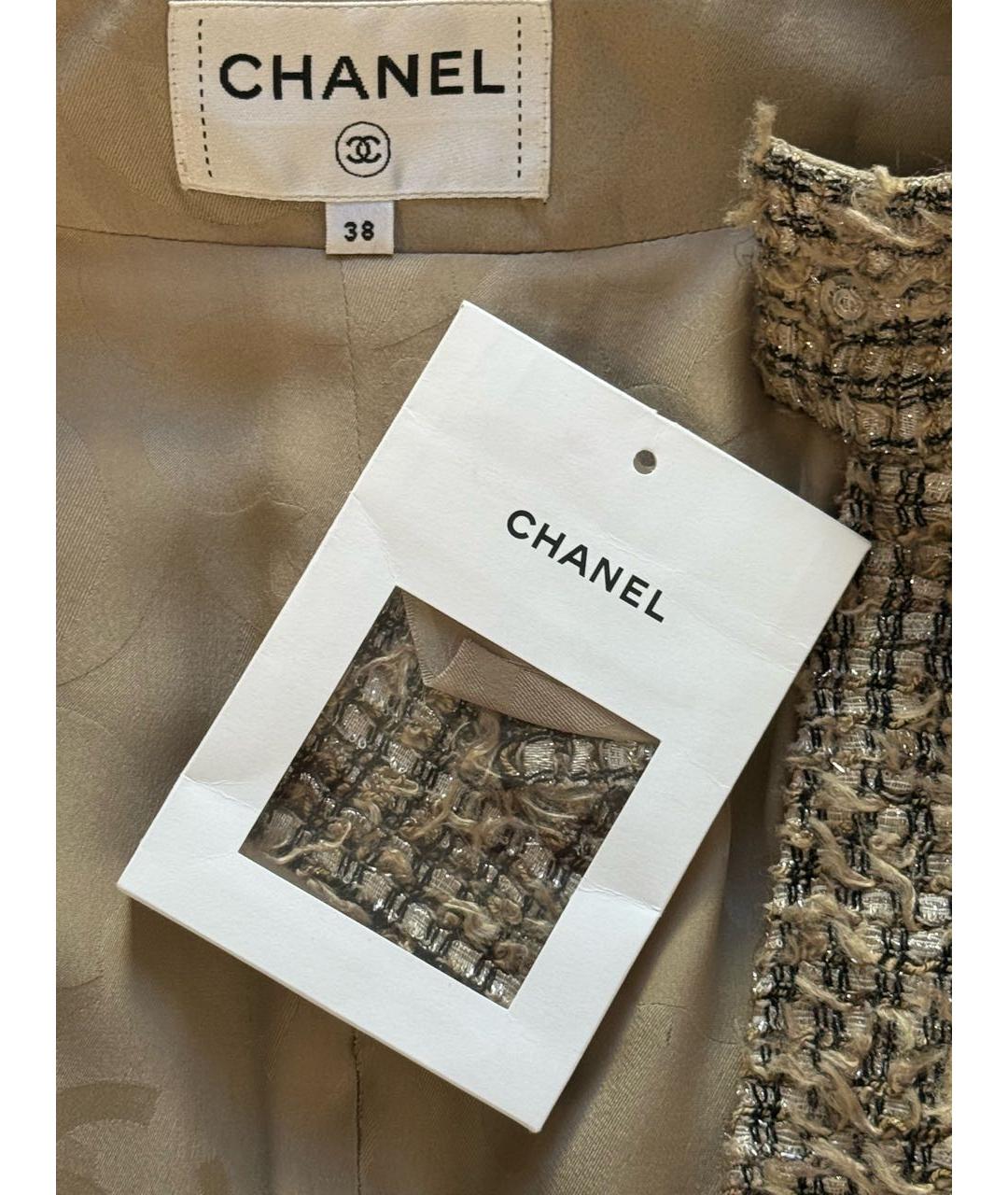CHANEL Бежевое шерстяное повседневное платье, фото 3