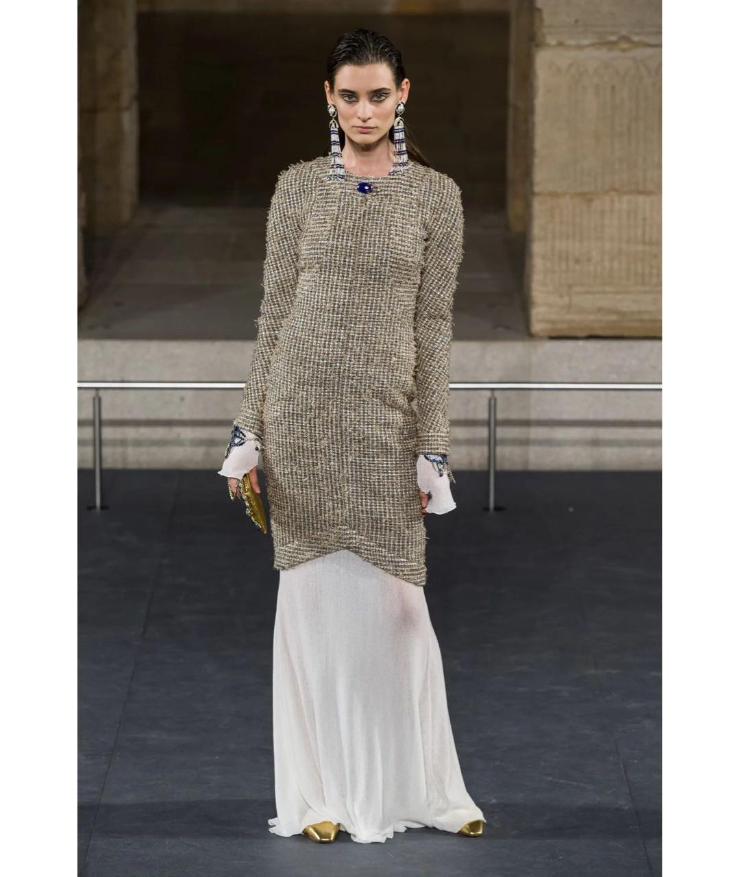 CHANEL Бежевое шерстяное повседневное платье, фото 6