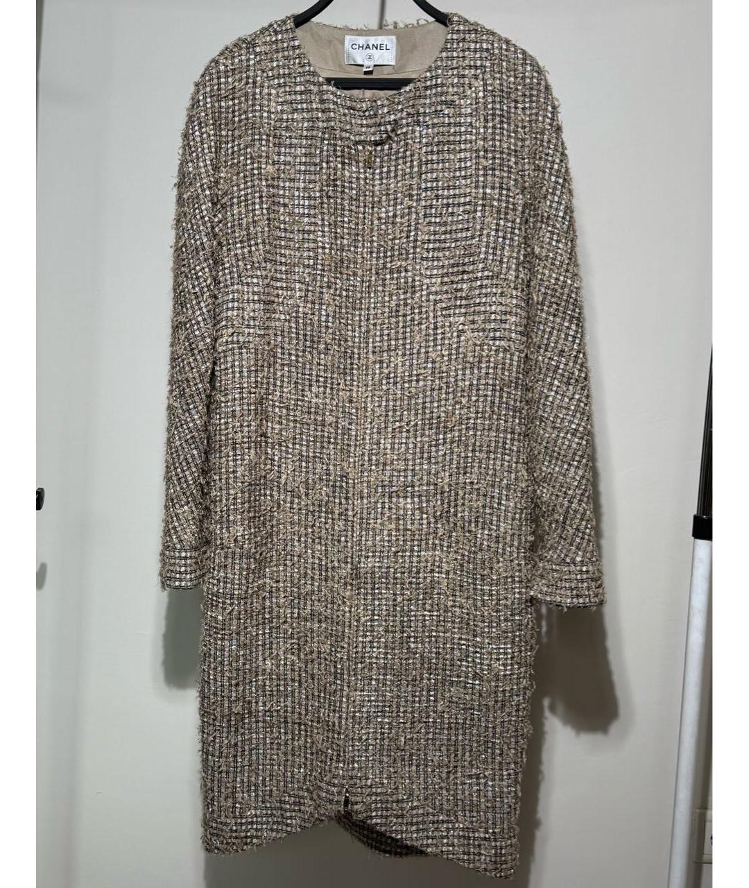 CHANEL Бежевое шерстяное повседневное платье, фото 2