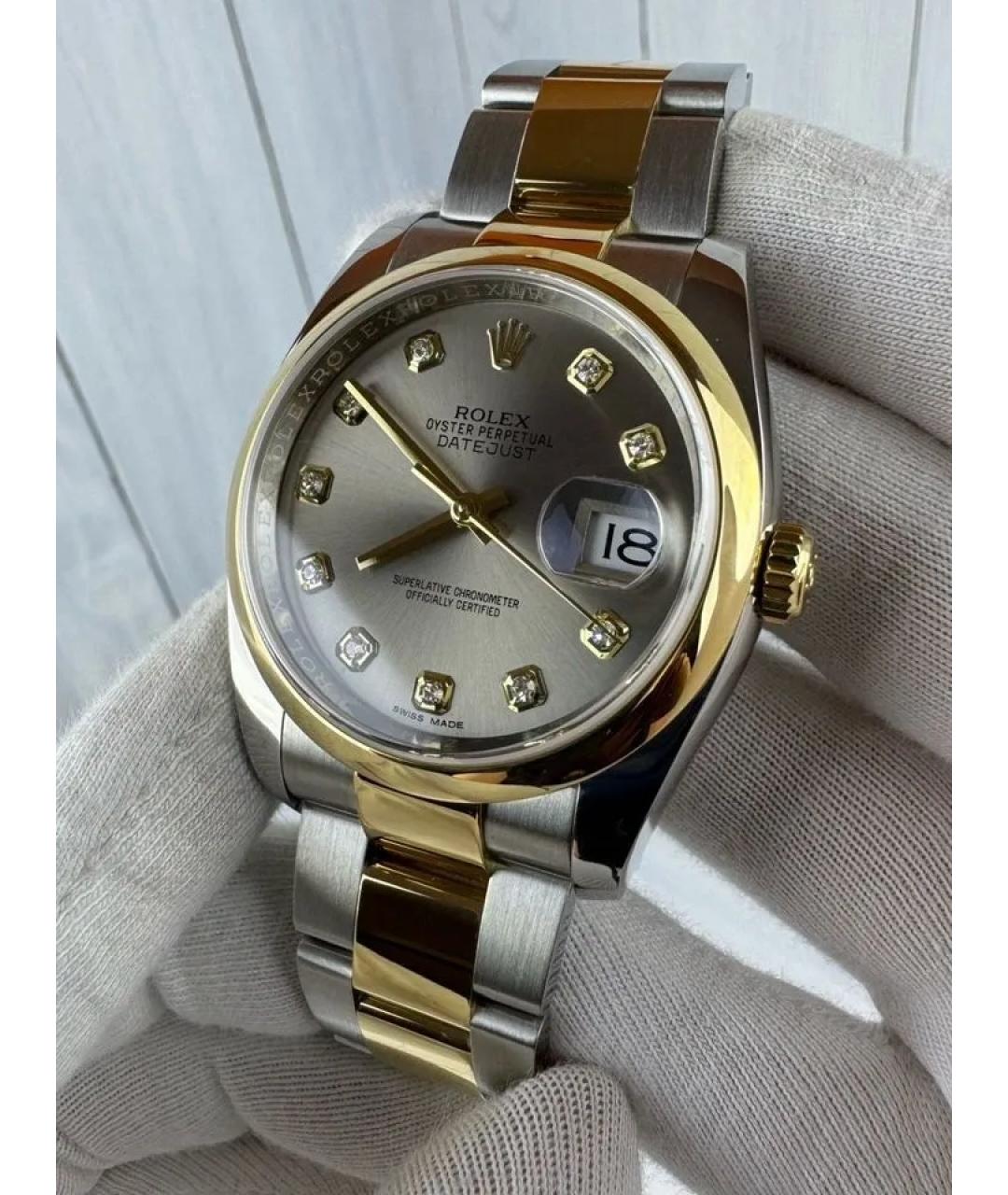 ROLEX Серые часы из желтого золота, фото 3