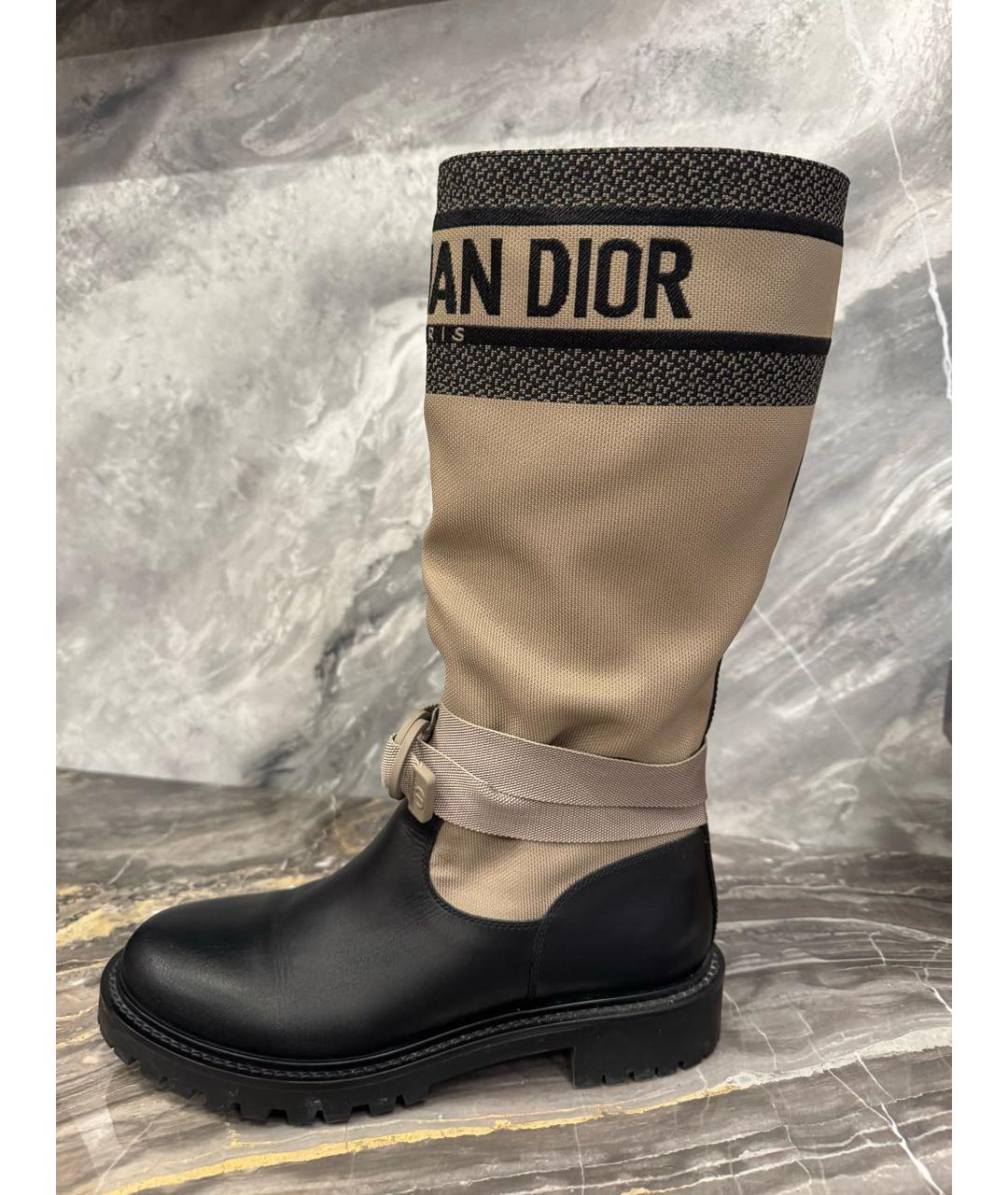 CHRISTIAN DIOR Бежевые кожаные сапоги, фото 7