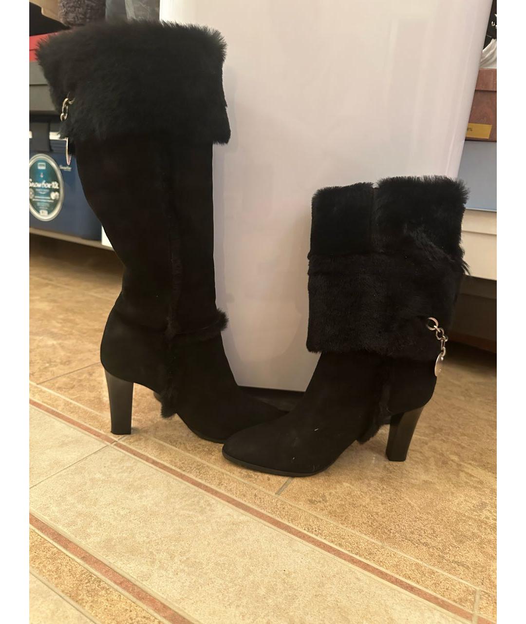 ESCADA Черные замшевые сапоги, фото 7