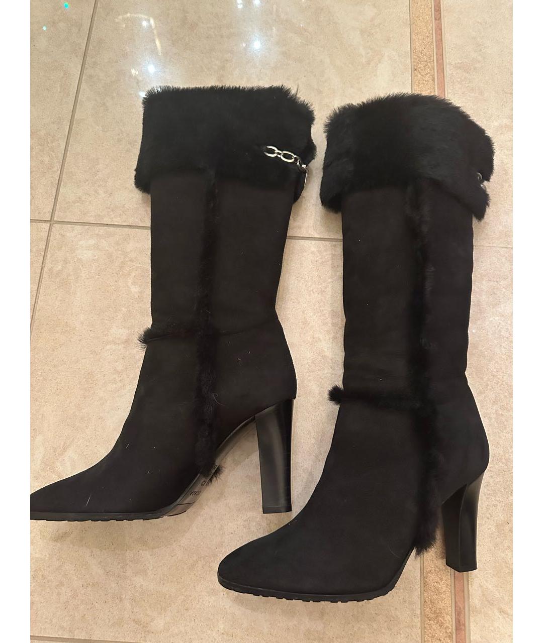 ESCADA Черные замшевые сапоги, фото 6