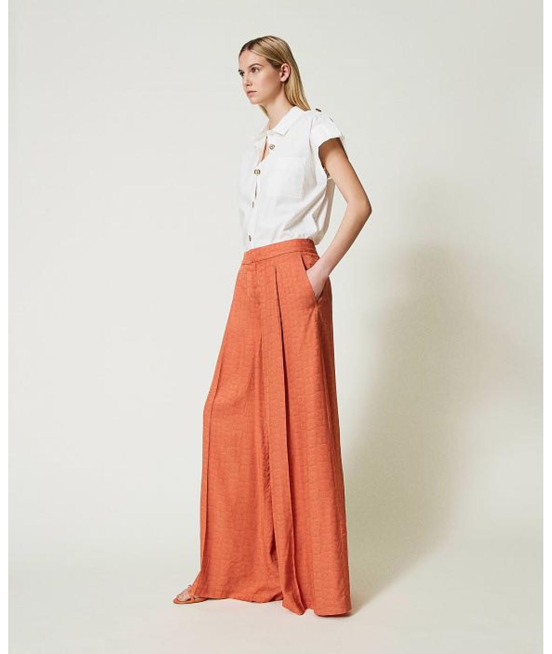 TWIN-SET Оранжевый вискозный костюм с брюками, фото 8