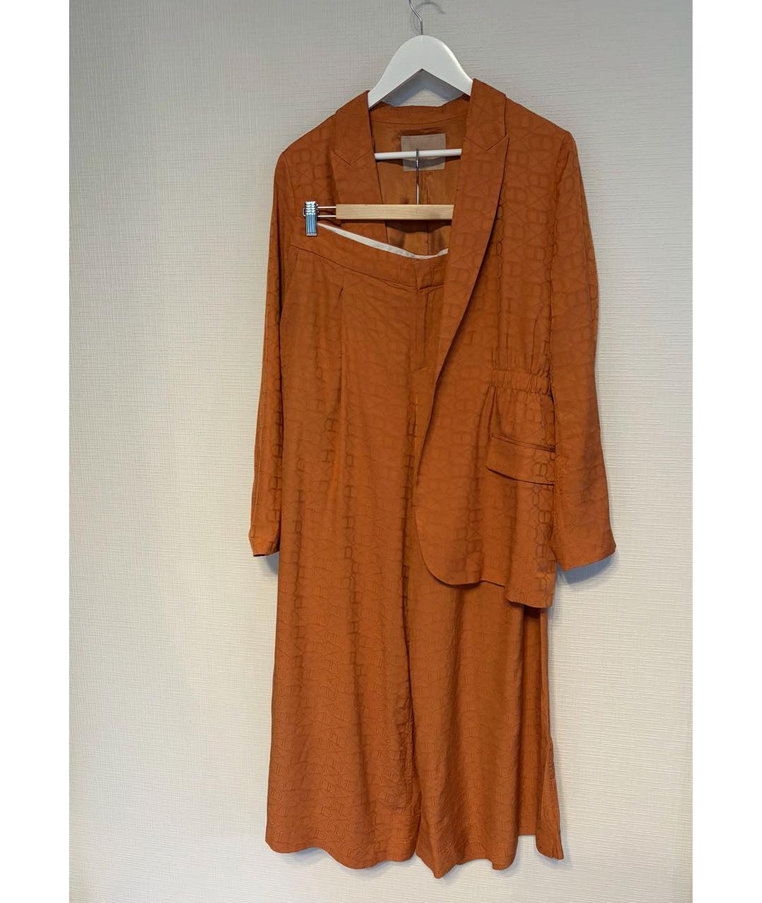 TWIN-SET Оранжевый вискозный костюм с брюками, фото 3