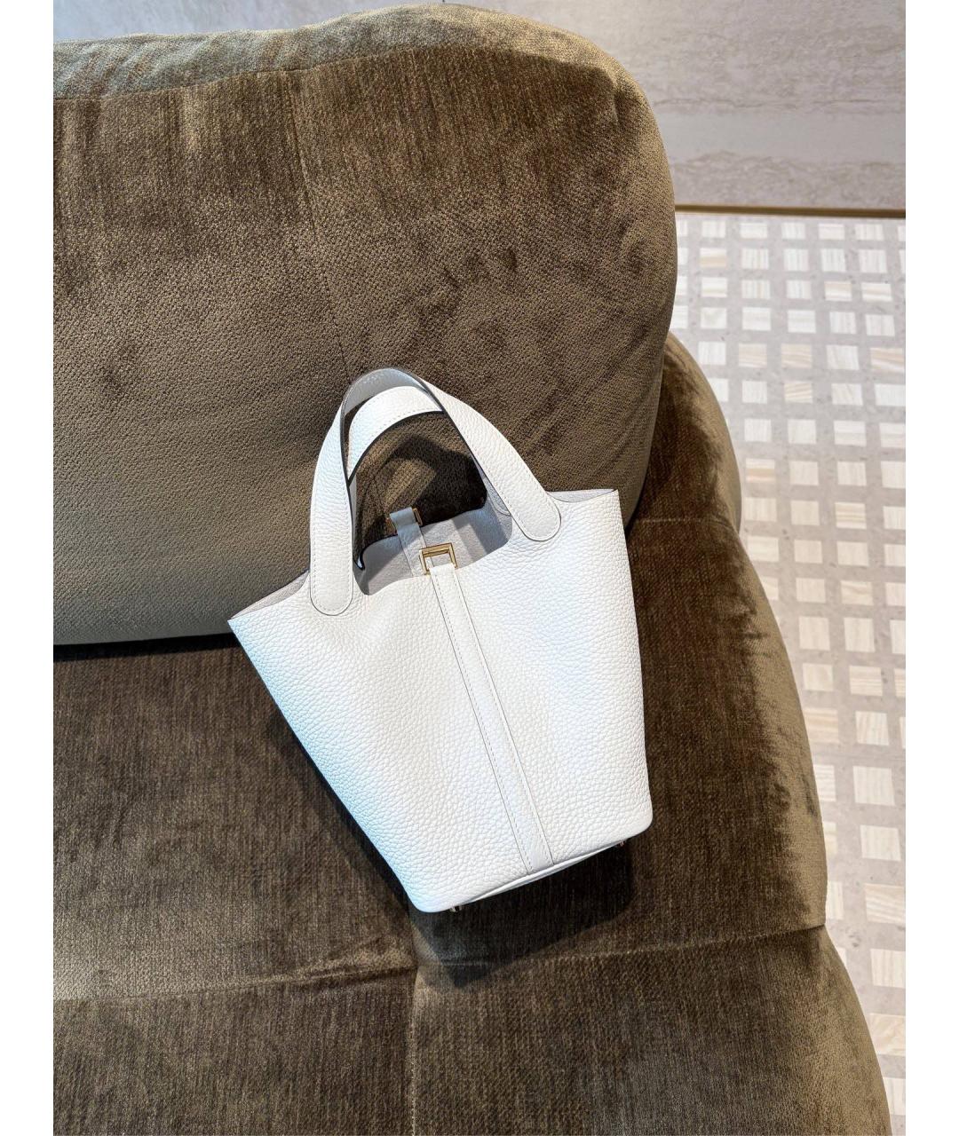 HERMES Белая кожаная сумка с короткими ручками, фото 2