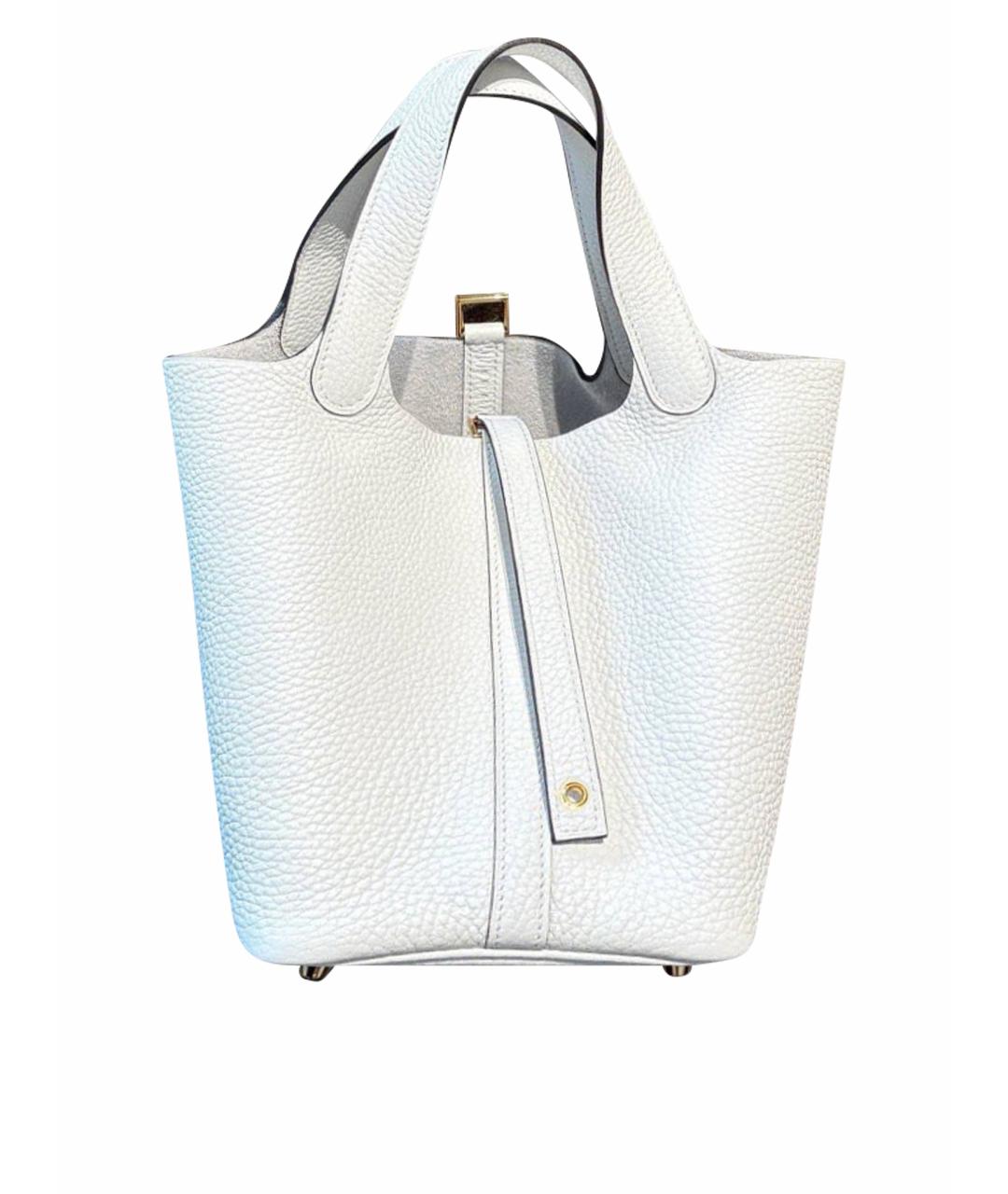 HERMES Белая кожаная сумка с короткими ручками, фото 1