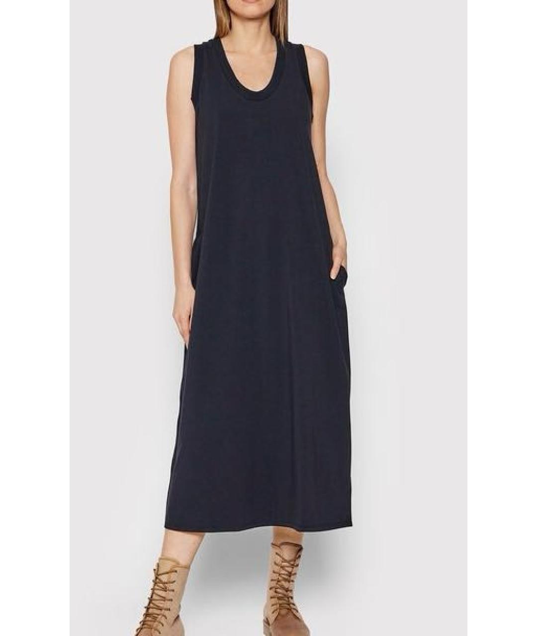 MAX MARA Темно-синее хлопко-эластановое повседневное платье, фото 5