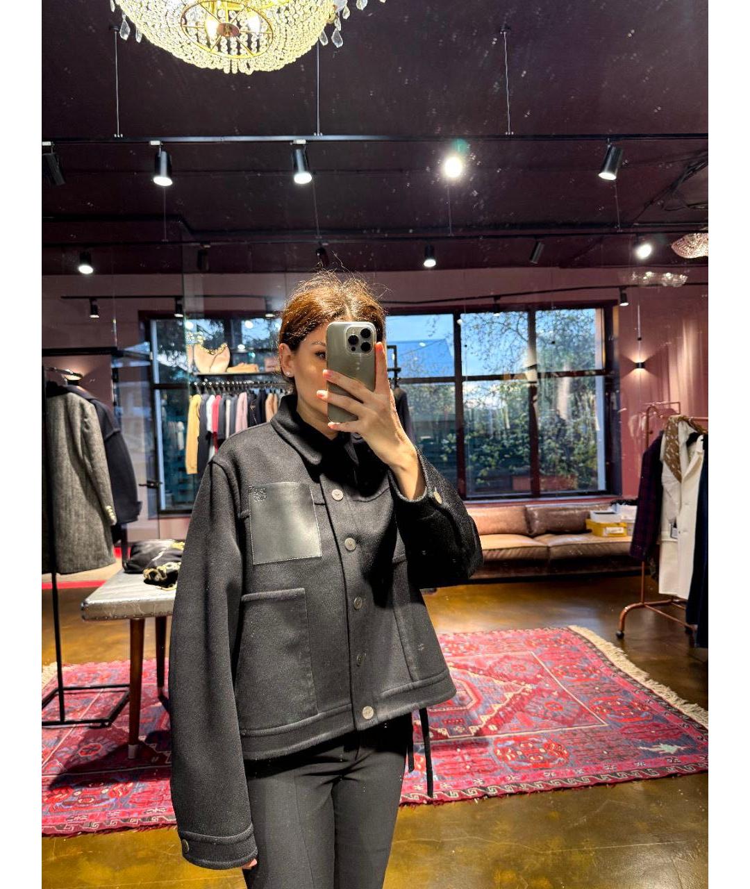 LOEWE Черное шерстяное пальто, фото 6