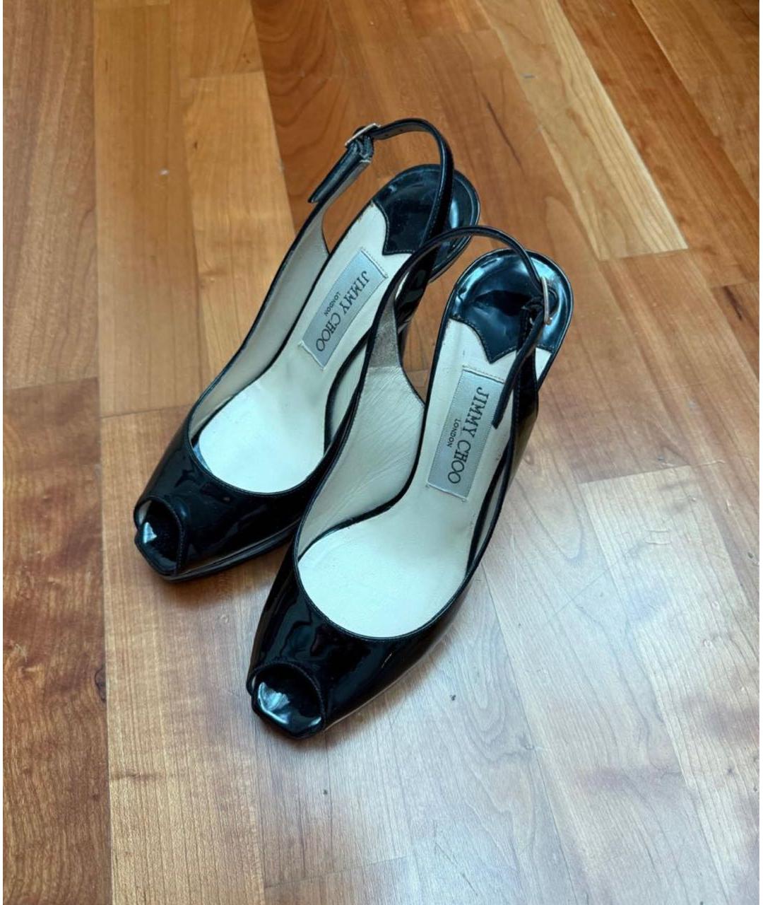 JIMMY CHOO Черные босоножки из лакированной кожи, фото 2