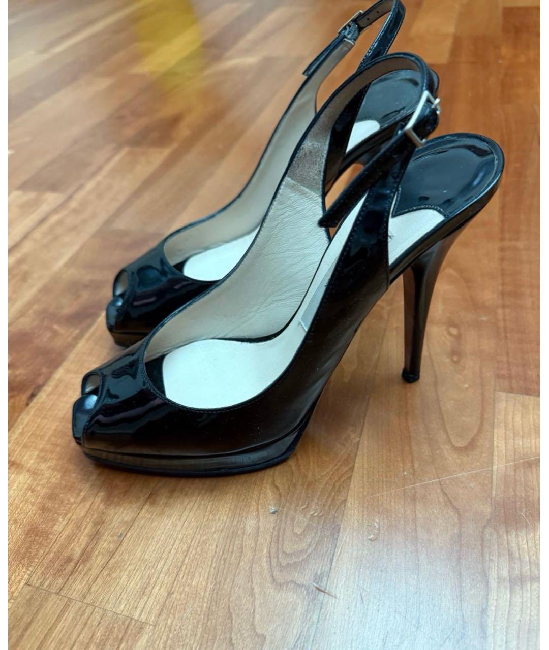 JIMMY CHOO Черные босоножки из лакированной кожи, фото 4
