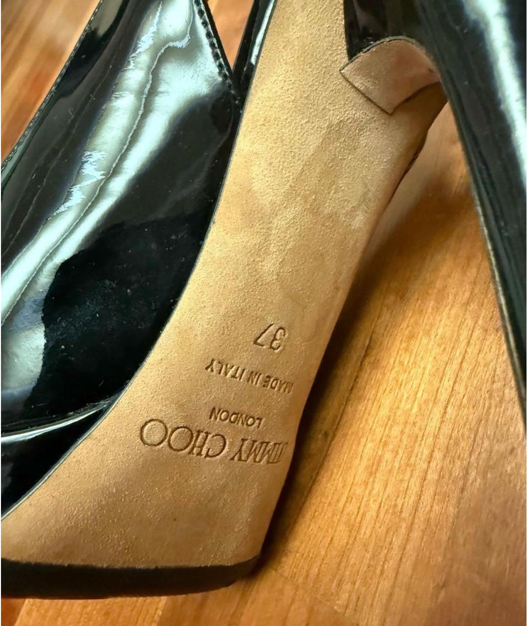 JIMMY CHOO Черные босоножки из лакированной кожи, фото 3