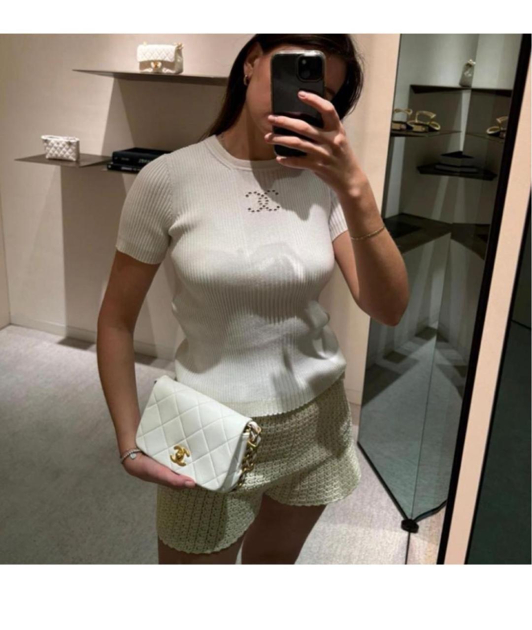 CHANEL Белая шерстяная футболка, фото 3