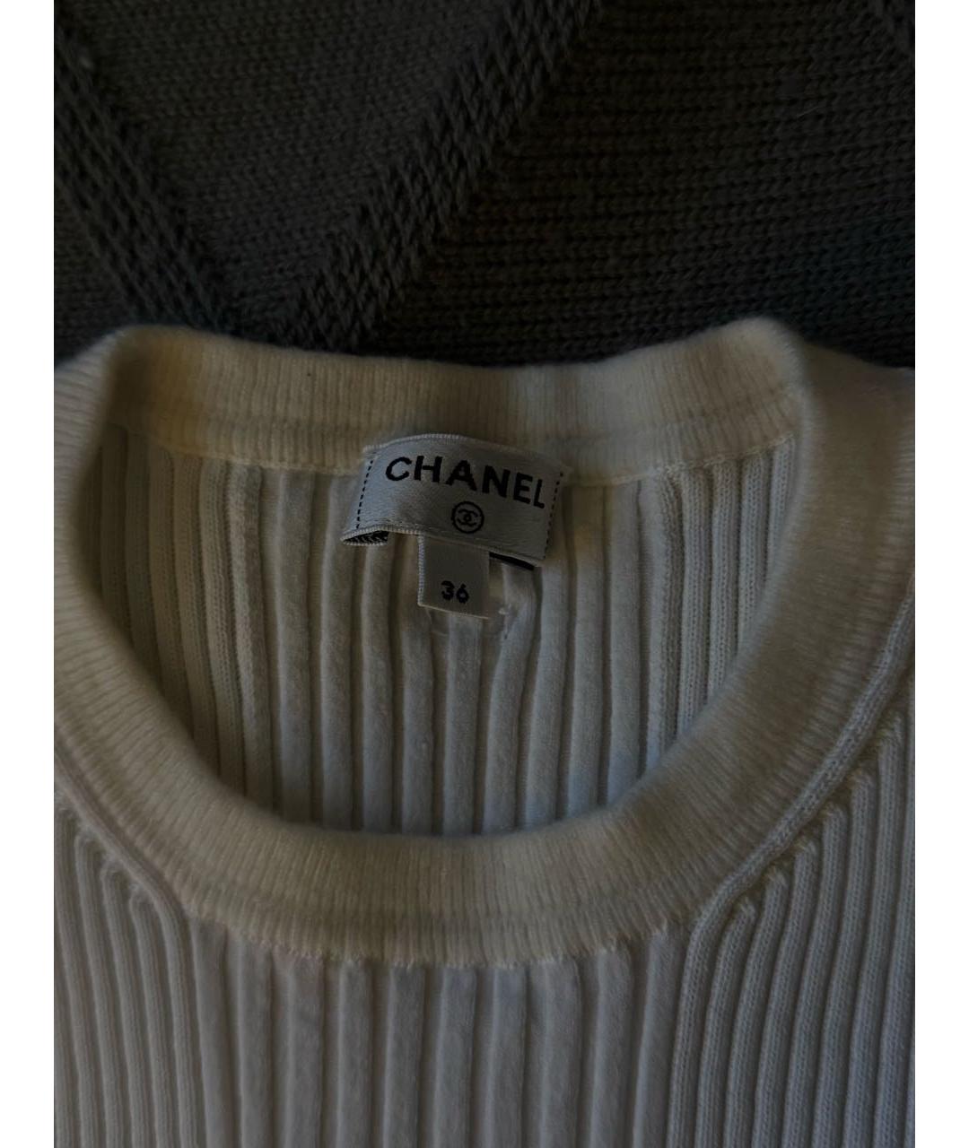 CHANEL Белая шерстяная футболка, фото 5