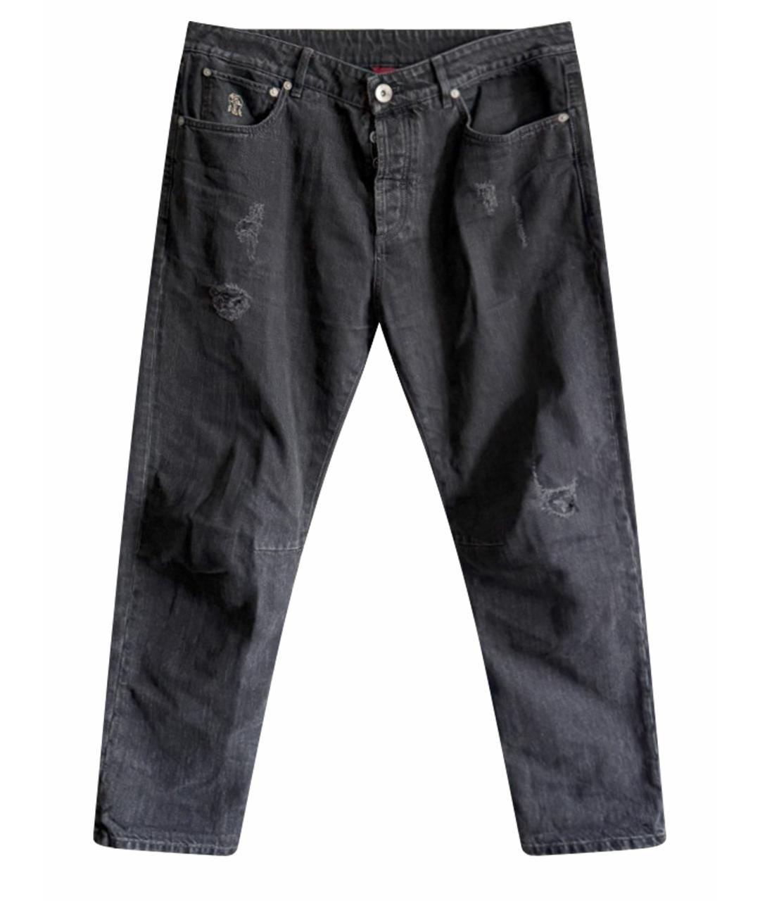 BRUNELLO CUCINELLI Черные хлопковые джинсы скинни, фото 1