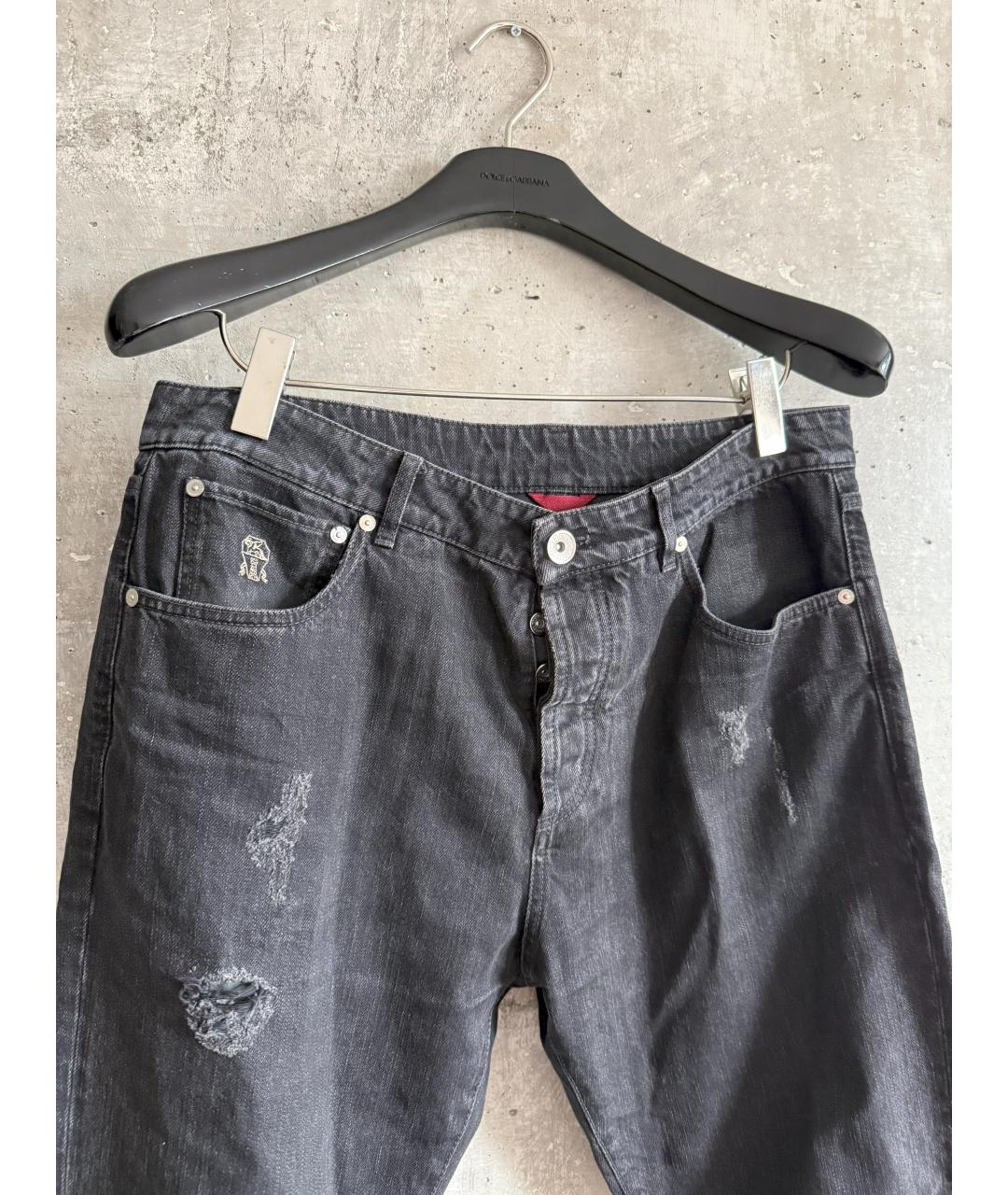 BRUNELLO CUCINELLI Черные хлопковые джинсы скинни, фото 5