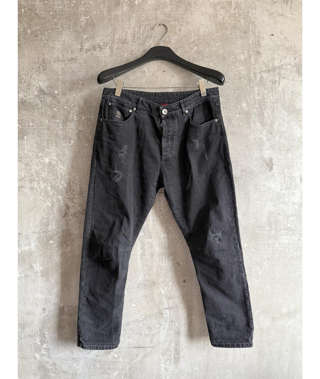 BRUNELLO CUCINELLI Черные хлопковые джинсы скинни, фото 10