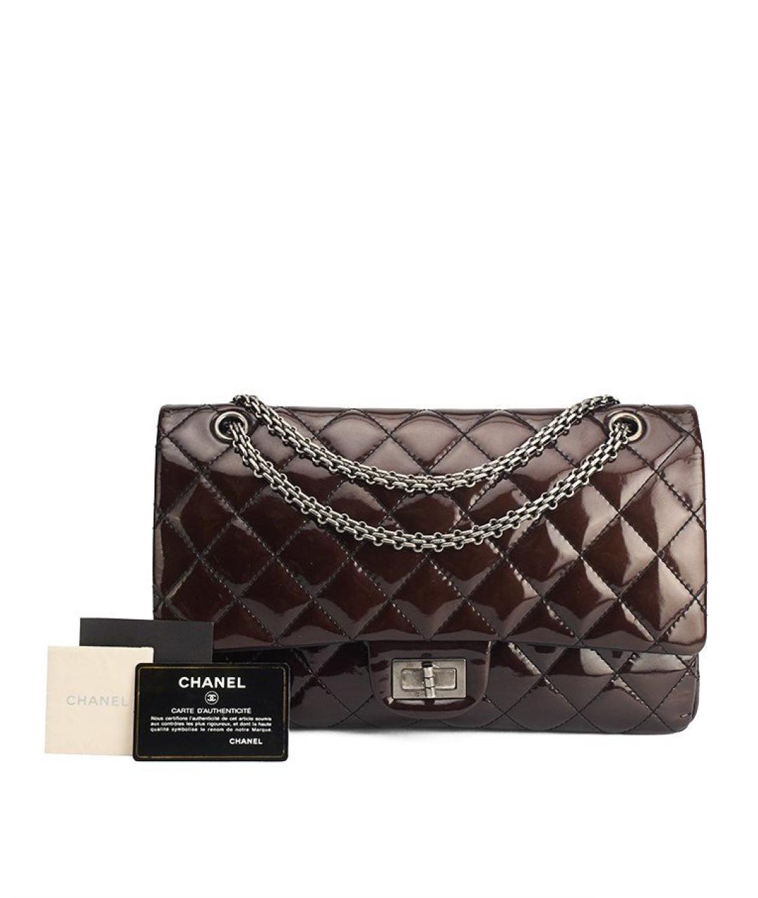 CHANEL Коричневая сумка через плечо из лакированной кожи, фото 9