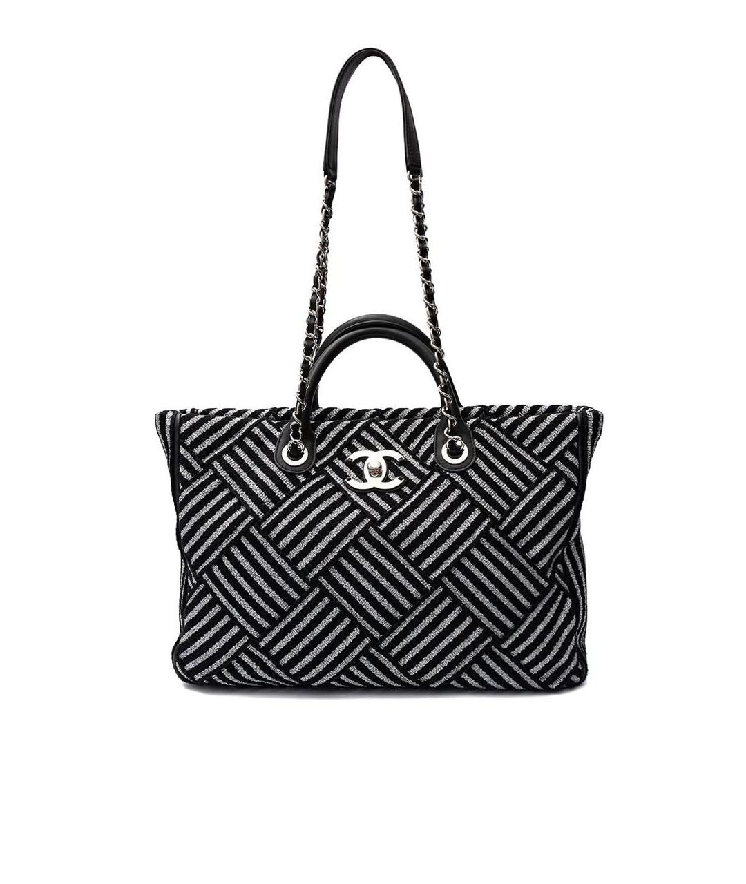CHANEL Черная шерстяная сумка тоут, фото 5