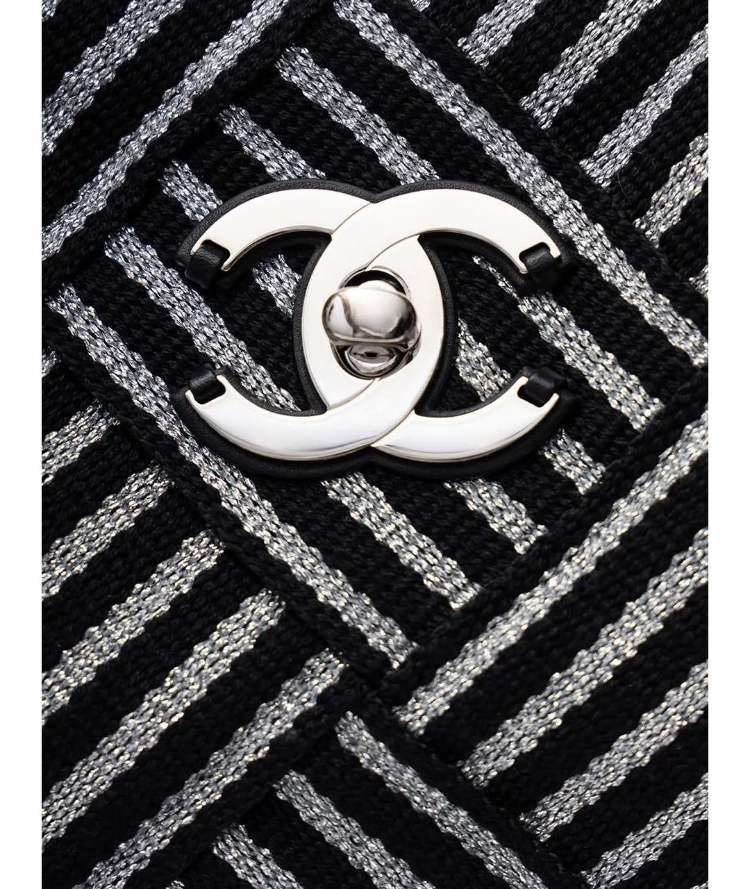 CHANEL Черная шерстяная сумка тоут, фото 4