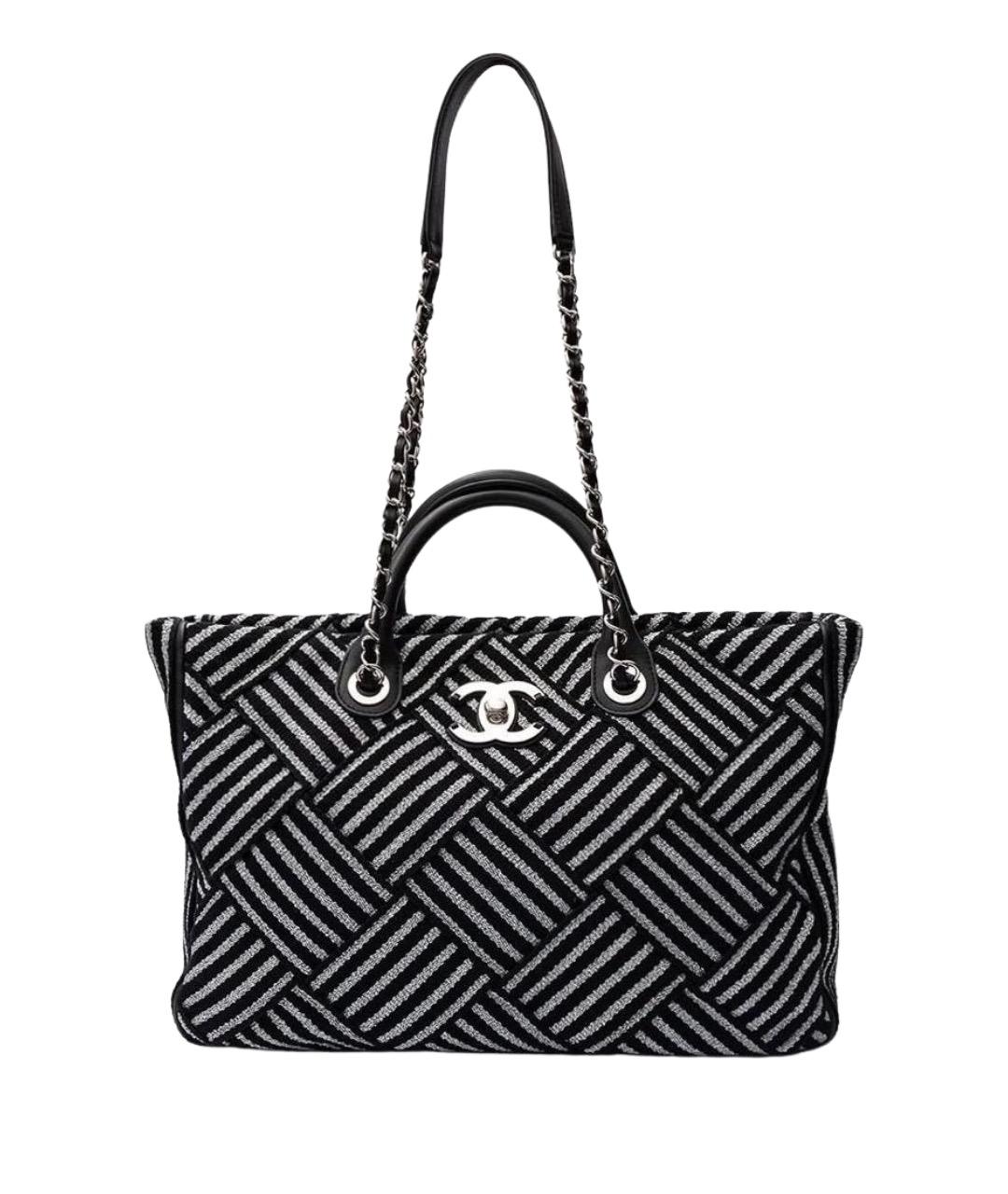 CHANEL Черная шерстяная сумка тоут, фото 1