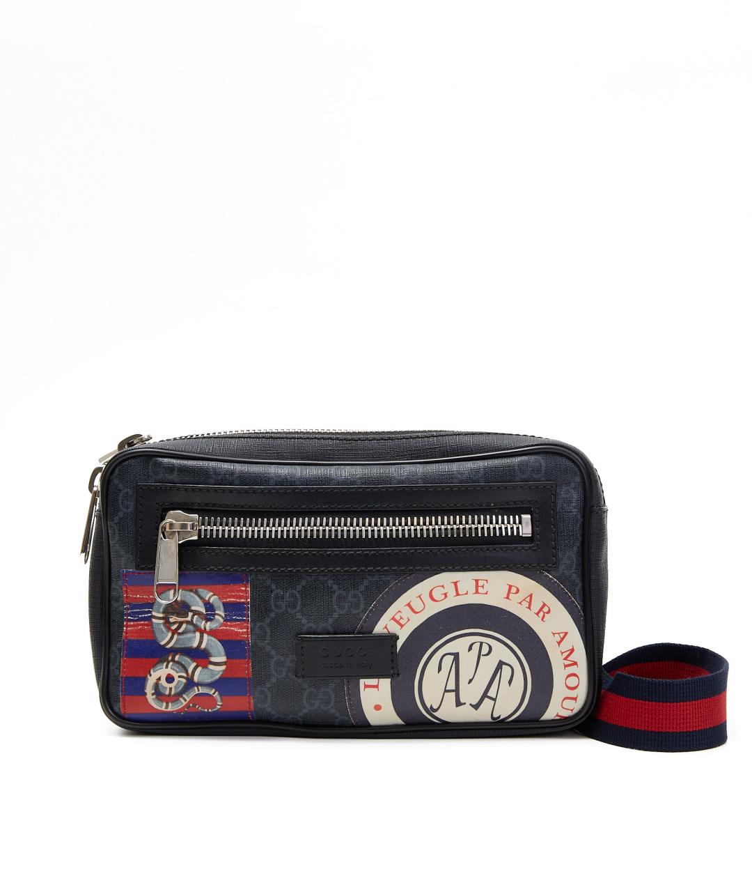 GUCCI Черная кожаная барсетка, фото 1